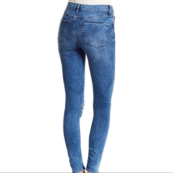 Free People High-Rise Knee Cutout Jeans - Picture 2 of 4